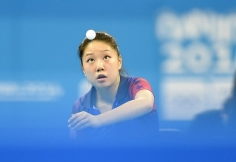 Lily Zhang during her quarterfinal match. Photo by Huang Xiaobang/Xinhua