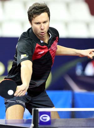 Vladimir Samsonov, Chairman of ITTF Athletes Commission, looks forward to playing with the new ball. 